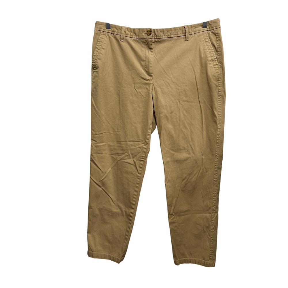 Talbots Womens 14 Relaxed Chino Pants Khaki Tan Stretch Straight Leg Trousers